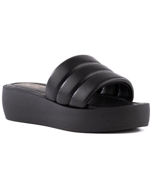 Seychelles Black Velour Leather Sandal