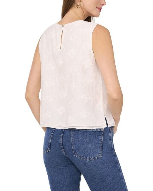 Vince Camuto White Sleeveless Crewneck Blouse