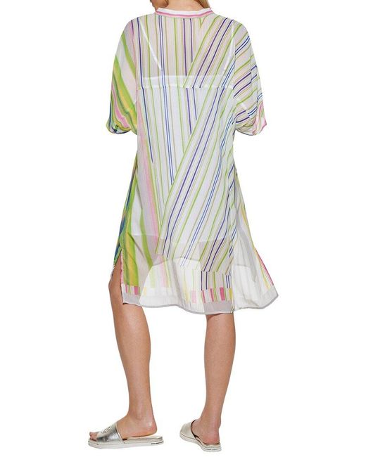DKNY Multicolor Printed V-Neck Dress