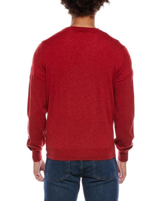 Brunello Cucinelli Red Cashmere Crewneck Sweater for men