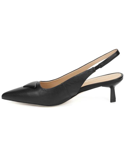 Tiffany & Fred Paris Black Leather Slingback Kitten Heel Pump