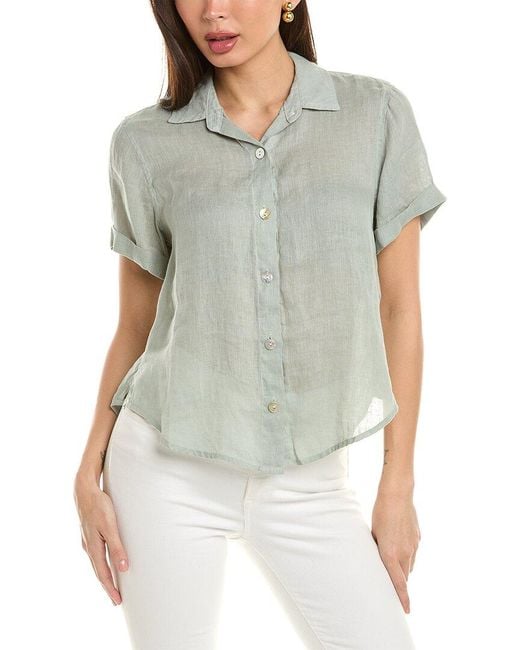 Bella Dahl Gray Cuffed Linen Shirt