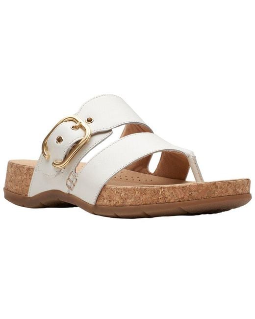 Clarks White Reileigh Park Leather Sandal