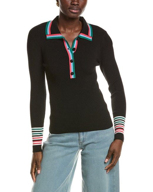 Tahari Black Collar Rib Shirt