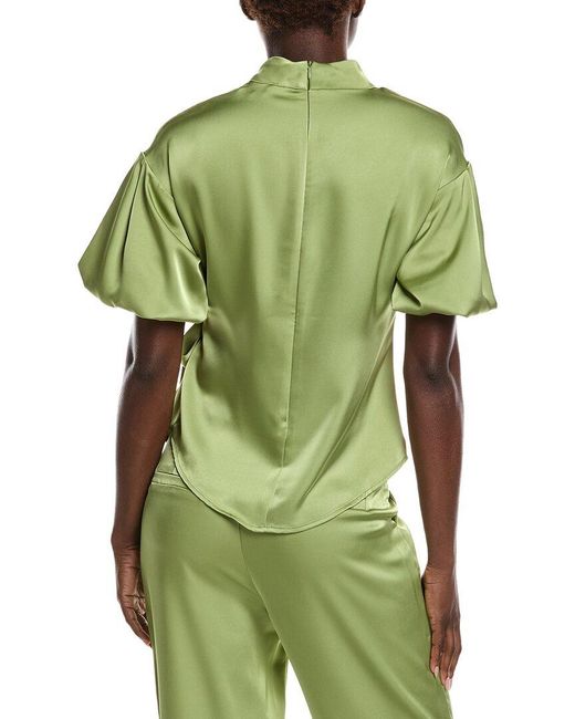 Gracia Green Side Tie Satin Top