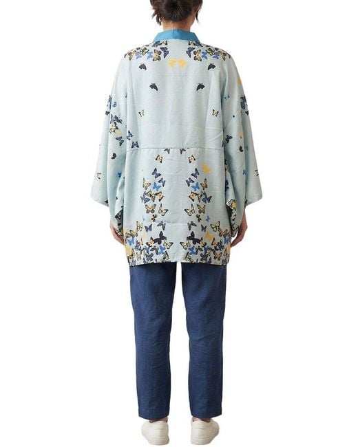 Saachi Blue Graphic Garden Kimono