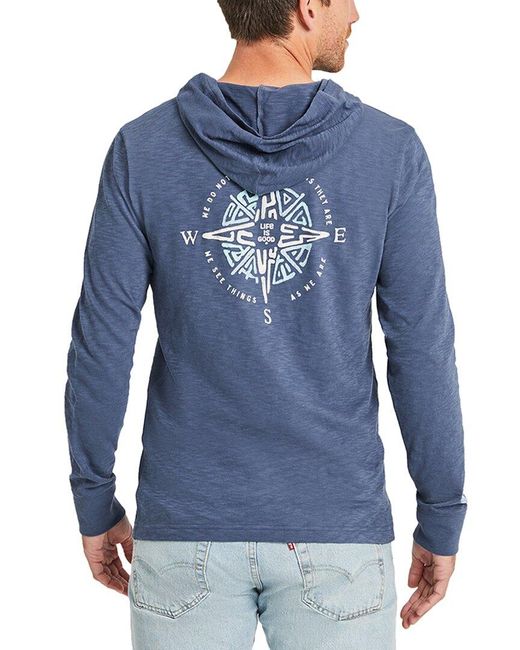 Life Is Good. Blue Slub Hoodie for men