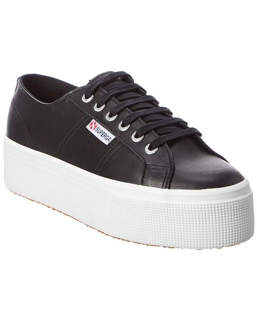 Superga Leather Sneaker in Black | Lyst Canada