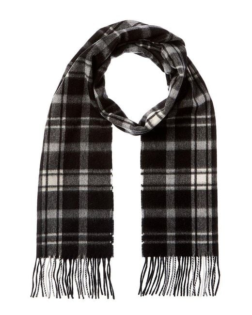 Amicale Cashmere Black Scottish Plaid Cashmere Scarf