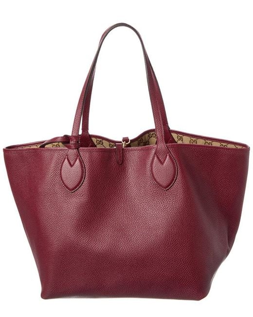 Gucci Red Totissima Large Reversible Leather & Gg Canvas Tote