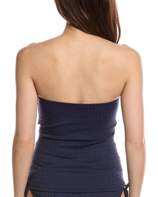Tommy Bahama Blue Cable Beach Tie Front Bandini Tube Top