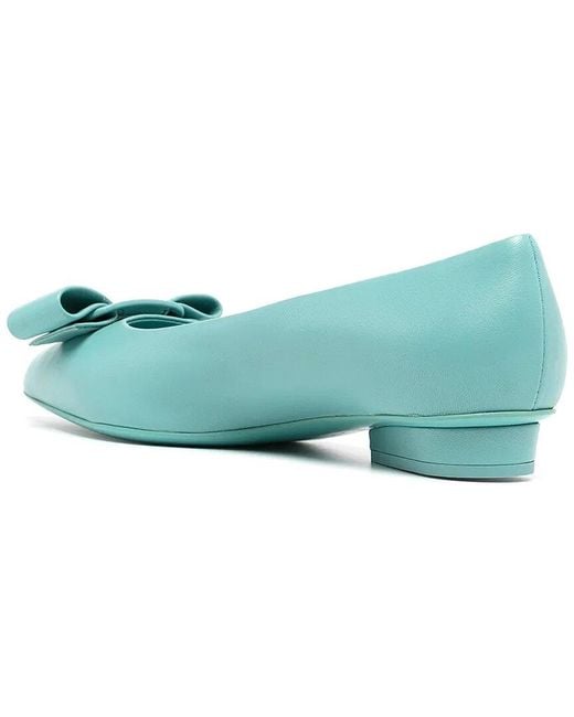 Ferragamo Green Viva Leather Ballet Flat