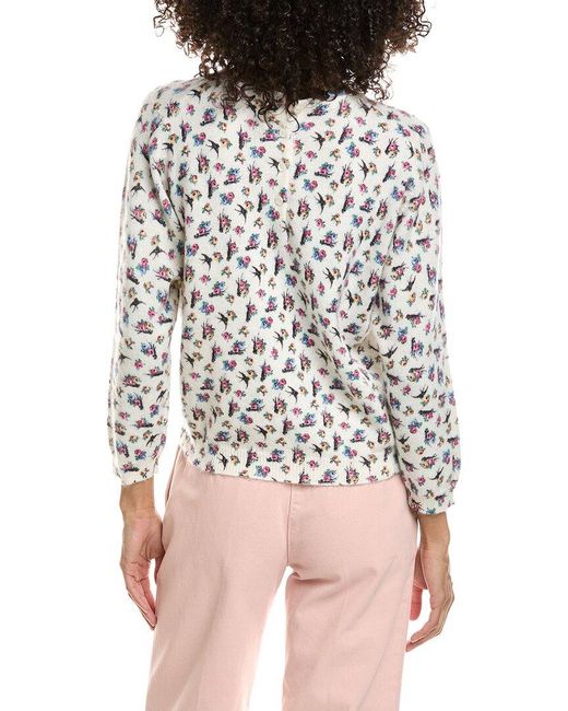 Prada Gray Floral Print Knitted Wool & Mohair-Blend Sweater