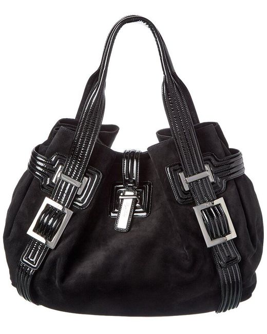 Roger Vivier Black Suede & Leather Hobo Bag