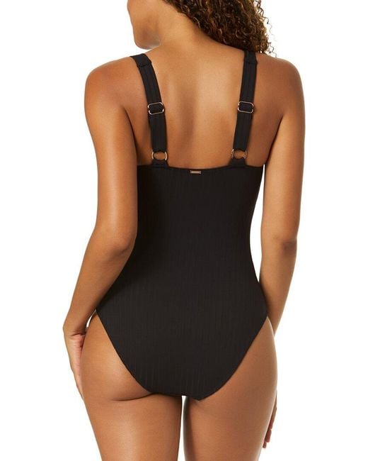 Anne Cole Black Scoop Snap Halter One-Piece
