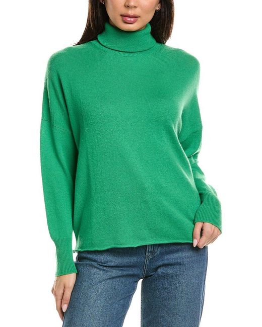 Brodie Cashmere Green Textured Roll Neck Wool & Cashmere-Blend Sweater