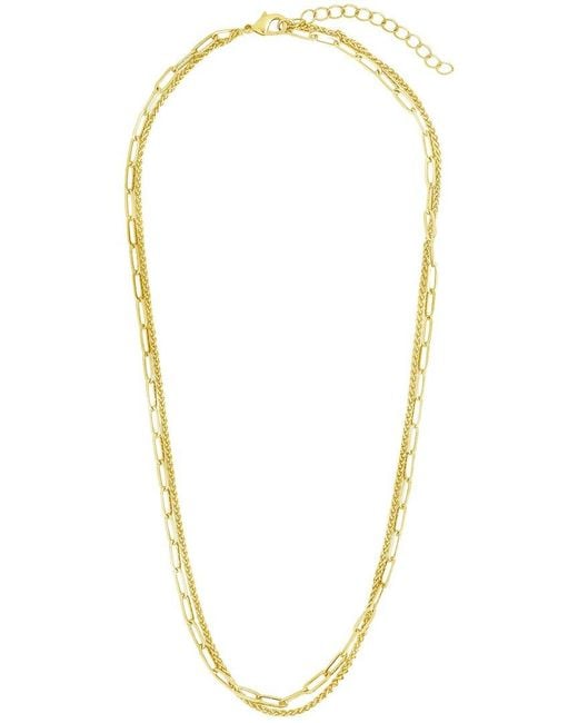 Sterling Forever Metallic 14K Plated Emery Paperclip & Curb Chain Layered Necklace