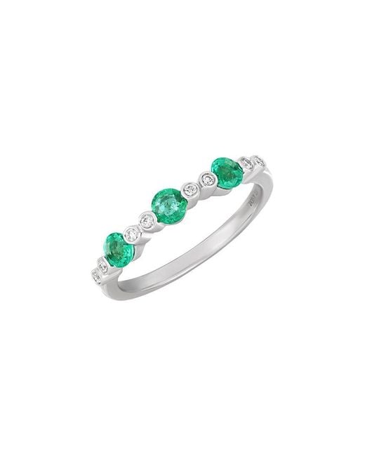 Bony Levy Blue El Mar 18K 0.68 Ct. Tw. Diamond & 5 Emerald Stackable Ring
