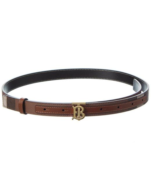 Burberry Brown Reversible Exaggerated Check E-canvas & Leather Belt