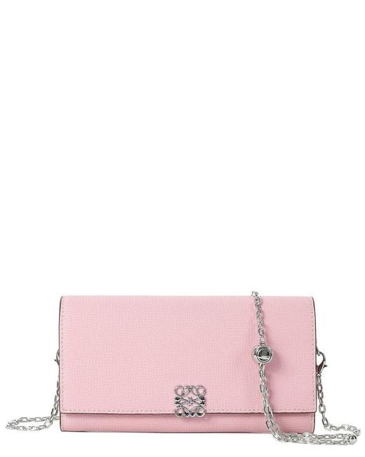 Tiffany & Fred Paris Pink Saffiano Leather Crossbody Wallet/Clutch