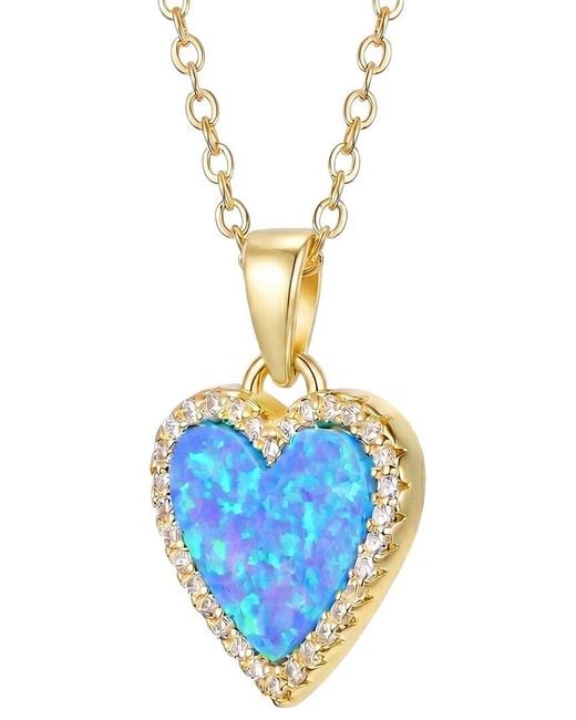 Genevive Jewelry Blue Rachel Glauber 14K Plated Cz Pendant Necklace