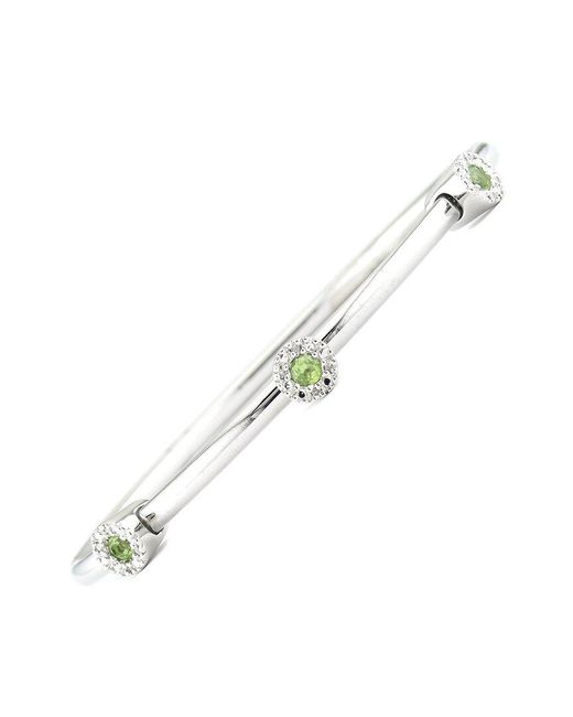 Gemstones Metallic Steel 0.35 Ct. Tw. Diamond & Peridot Bangle Bracelet
