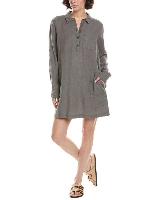 Michael Stars Gray Eleanor Linen Utility Shirtdress