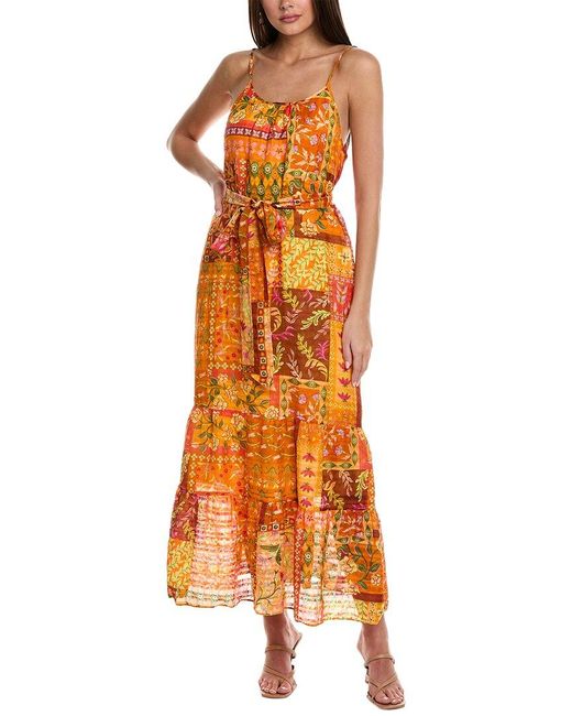 Marie Oliver Orange Kinley Linen-Blend Maxi Dress