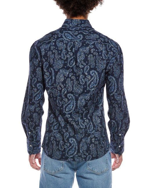 Brunello Cucinelli Blue Printed Shirt for men