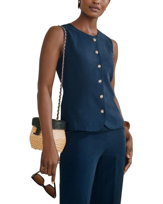 J.McLaughlin Blue Dune Linen-Blend Vest