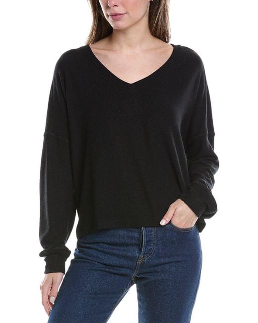 Michael Stars Black Vic Relaxed V-neck Pullover