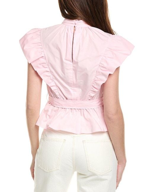 10 Crosby Derek Lam Pink Brynn Ruffle Wrap Top