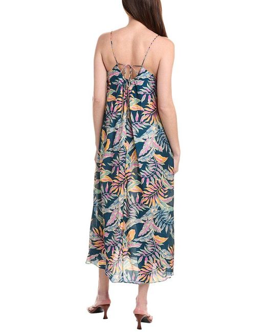 Monte and Lou Blue Huahine Silk-Blend Sundress