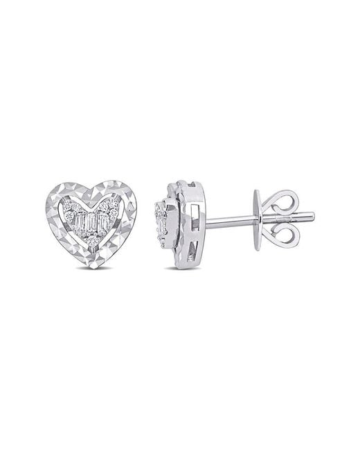 Rina Limor White 14k 0.11 Ct. Tw. Diamond Heart Earrings