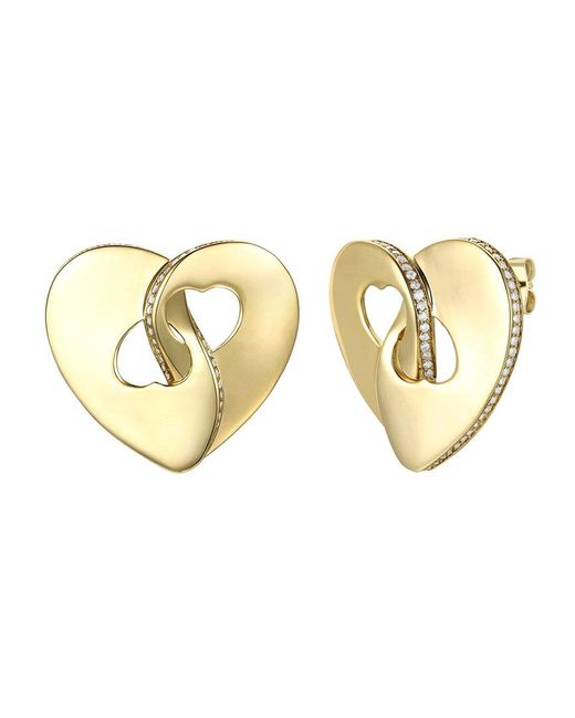 Rachel Glauber Metallic 14k Plated Cz Heart Studs