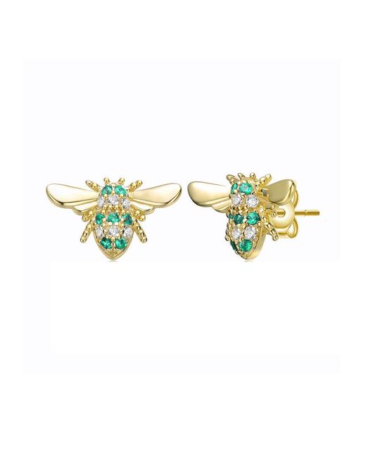 Genevive Jewelry Metallic 14k Over Silver Bee Earrings
