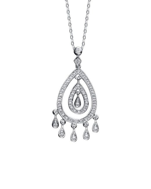 Genevive Jewelry White Silver Cz Classic Pendant
