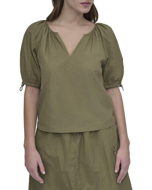 DKNY Green Bungee Sleeve Top