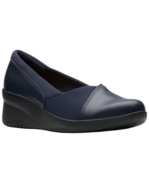 Clarks Blue Suttyn Walk Leather Wedge