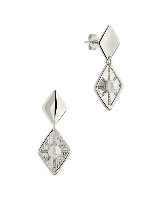 Sterling Forever White 4.5Mm Pearl Kenza Drop Earrings