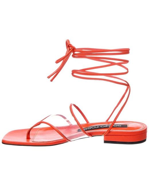 Sergio Rossi Red Lunettes 15 Leather & Vinyl Sandal
