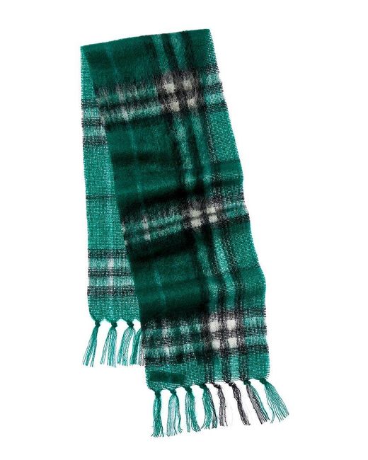 Burberry Green Check Mohair & Wool-blend Scarf