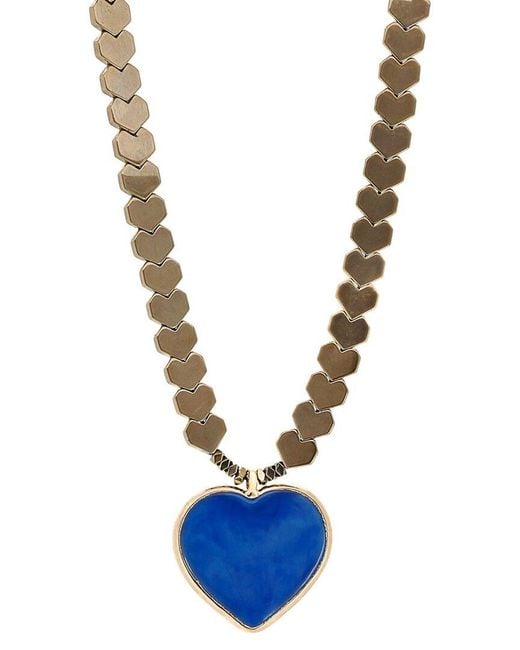 Ebru Jewelry Blue One Of A Kind Plated Hematite Beaded Necklace