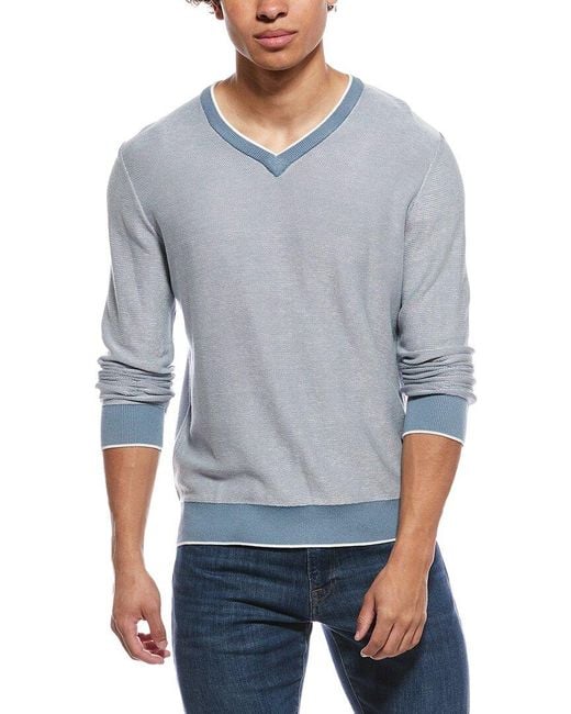 Raffi Gray Links Stitch V-Neck Sweater for men
