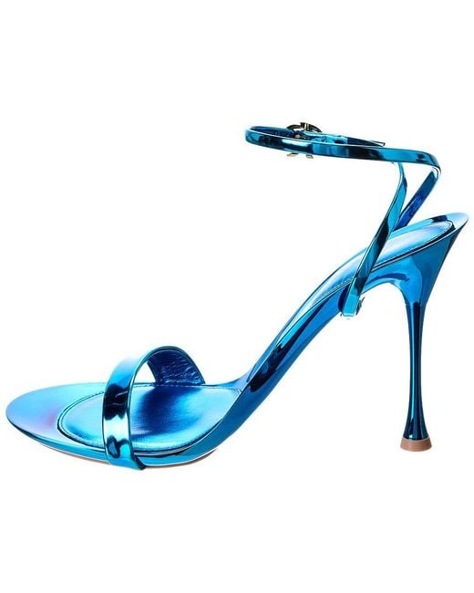 Gianvito Rossi Blue Spice Ribbon 95 Leather Sandal