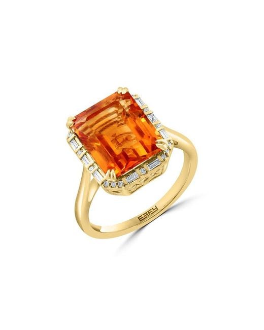 Effy Fine Jewelry Orange 14K 6.14 Ct. Tw. Diamond & Citrine Ring