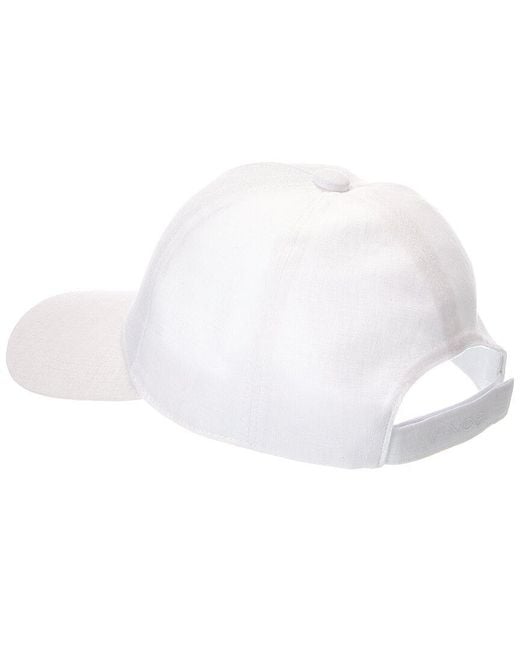 Vince White Embroidered Linen Baseball Cap