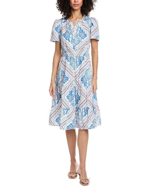 Nanette Lepore Blue Short Sleeve Maxi Dress