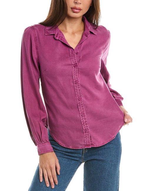 Bella Dahl Purple Fitted Button Down