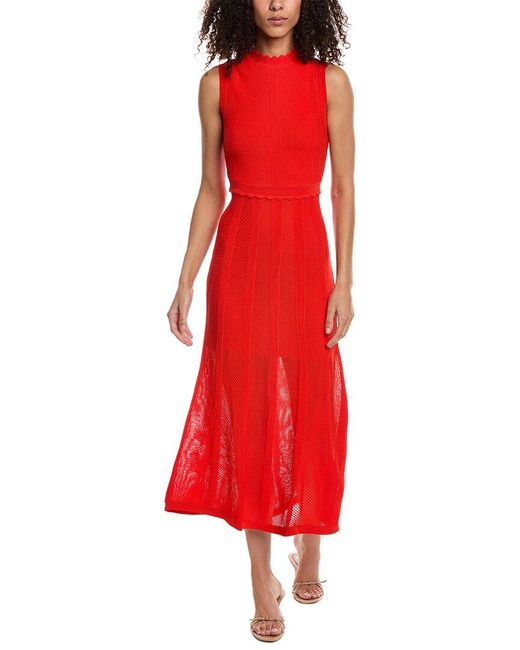 The Kooples Red Romantic Net Maxi Dress